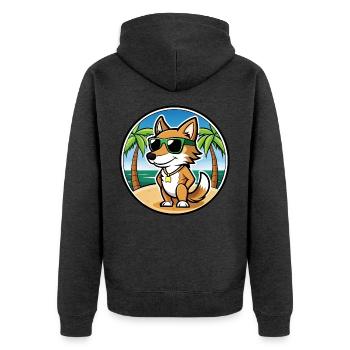 Italienisch Volpino Hund Rasse Cartoon Sonnenbrille Strand - Unisex Premium Bio Zip Hoodie - Anthrazit meliert - Hinten - Nico (187cm)
