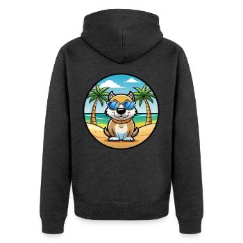 Milieu Asiatique Ovtcharka Chien Race Dessin Animé Plage - Veste à capuche bio Premium Unisexe - anthracite chiné - Dos - Nico (187cm)