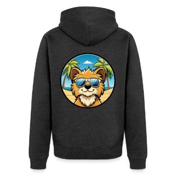 Lowchen Petit Lion Chien Race Dessin Animé Lunettes de Soleil - Veste à capuche bio Premium Unisexe - anthracite chiné - Dos - Nico (187cm)