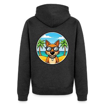 Lettischer Jagdhund Rasse Cartoon Sonnenbrille Strand - Unisex Premium Bio Zip Hoodie - Anthrazit meliert - Hinten - Nico (187cm)