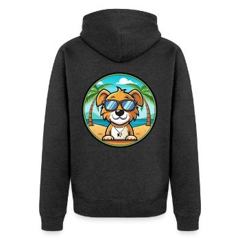 Kyi Leo Hunderasse Cartoon Sonnenbrille Strand - Unisex Premium Bio Zip Hoodie - Anthrazit meliert - Hinten - Nico (187cm)