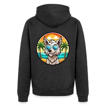 Grand Griffon Vendeen Hunderasse Cartoon Sonnenbrille - Unisex Premium Bio Zip Hoodie - Anthrazit meliert - Hinten - Nico (187cm)