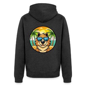 Estrela Mountain Dog Breed Cartoon Sunglass Beach - Veste à capuche bio Premium Unisexe - anthracite chiné - Dos - Nico (187cm)