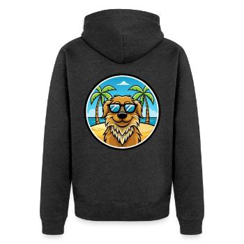Friesische Wasserhundrasse Cartoon Sonnenbrille Strand - Unisex Premium Bio Zip Hoodie - Anthrazit meliert - Hinten - Nico (187cm)