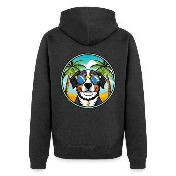 Entlebucher Sennenhund Rasse Cartoon Sonnenbrille - Unisex Premium Bio Zip Hoodie - Anthrazit meliert - Hinten - Nico (187cm)