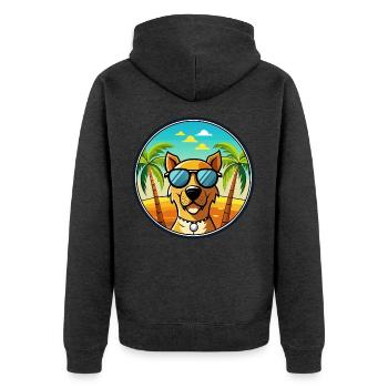 Dänische Broholmer Hunderasse Cartoon Sonnenbrille Strand - Unisex Premium Bio Zip Hoodie - Anthrazit meliert - Hinten - Nico (187cm)