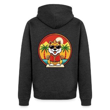 Chinesische kaiserliche Hunderasse Cartoon Sonnenbrille Strand - Unisex Premium Bio Zip Hoodie - Anthrazit meliert - Hinten - Nico (187cm)