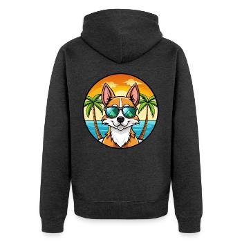 Chilenische Foxterrier Hunderasse Cartoon Sonnenbrille - Unisex Premium Bio Zip Hoodie - Anthrazit meliert - Hinten - Nico (187cm)