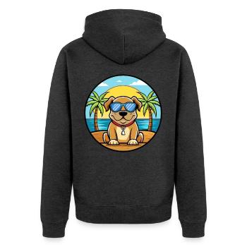Broholmer Hunderasse Cartoon Sonnenbrille Strand - Unisex Premium Bio Zip Hoodie - Anthrazit meliert - Hinten - Nico (187cm)