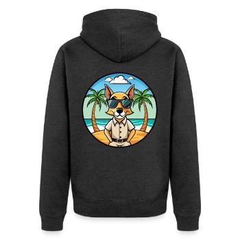 Braque Saint Germain Hunderasse Cartoon Sonnenbrille - Unisex Premium Bio Zip Hoodie - Anthrazit meliert - Hinten - Nico (187cm)