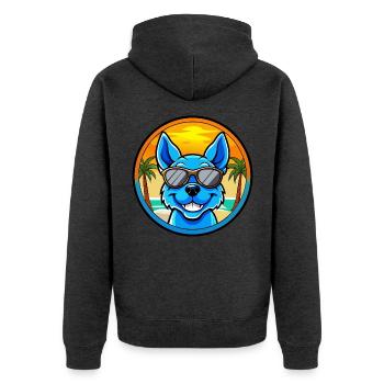 Blue Heeler Hunderasse Cartoon Sonnenbrille Strand - Unisex Premium Bio Zip Hoodie - Anthrazit meliert - Hinten - Nico (187cm)