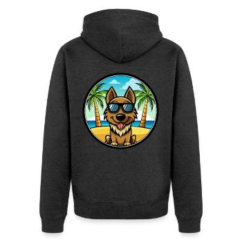 Black Tan Hund Rasse Cartoon Sonnenbrille Strand - Unisex Premium Bio Zip Hoodie - Anthrazit meliert - Hinten - Nico (187cm)