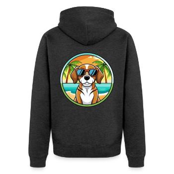 Beagle Harrier Hunderasse Cartoon Sonnenbrille Strand - Unisex Premium Bio Zip Hoodie - Anthrazit meliert - Hinten - Nico (187cm)