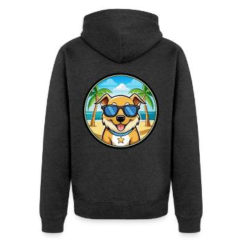 Aidi Hunderasse Cartoon Sonnenbrille Strand - Unisex Premium Bio Zip Hoodie - Anthrazit meliert - Hinten - Nico (187cm)