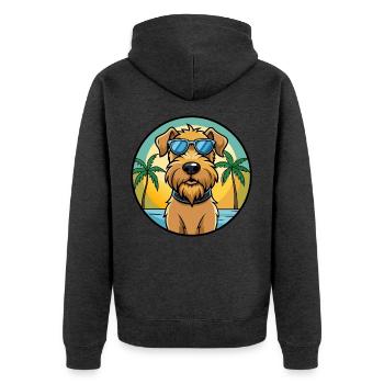 Weich beschichtete Wheaten Terrier Hunderasse Karikatur - Unisex Premium Bio Zip Hoodie - Anthrazit meliert - Hinten - Nico (187cm)