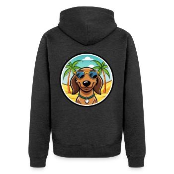 Teckel de Westphalie Race De Chien Dessin Animé Plage - Veste à capuche bio Premium Unisexe - anthracite chiné - Dos - Nico (187cm)