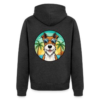 Draht Foxterrier Hunderasse Cartoon Sonnenbrille Strand - Unisex Premium Bio Zip Hoodie - Anthrazit meliert - Hinten - Nico (187cm)