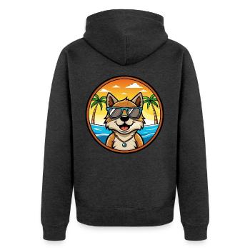 Volpino Italiano Hunderasse Cartoon Sonnenbrille Strand - Unisex Premium Bio Zip Hoodie - Anthrazit meliert - Hinten - Nico (187cm)