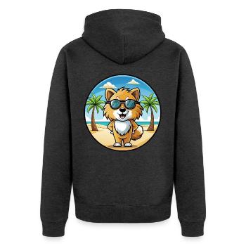 Spielzeug Deutscher Spitz Hund Rasse Cartoon Sonnenbrille Strand - Unisex Premium Bio Zip Hoodie - Anthrazit meliert - Hinten - Nico (187cm)