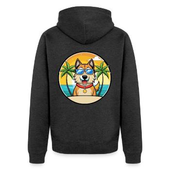 Schäferhund Rasse Cartoon Sonnenbrille Strand - Unisex Premium Bio Zip Hoodie - Anthrazit meliert - Hinten - Nico (187cm)