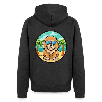 Tibetische Dogge Hunderasse Cartoon Sonnenbrille Strand - Unisex Premium Bio Zip Hoodie - Anthrazit meliert - Hinten - Nico (187cm)