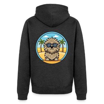Puli Chien Race Dessin Animé Lunettes De Soleil Plage - Veste à capuche bio Premium Unisexe - anthracite chiné - Dos - Nico (187cm)