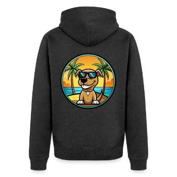 Sloughi Hunderasse Cartoon Sonnenbrille Strand - Unisex Premium Bio Zip Hoodie - Anthrazit meliert - Hinten - Nico (187cm)