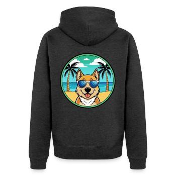 Slovensky Kopov Hunderasse Cartoon Sonnenbrille Strand - Unisex Premium Bio Zip Hoodie - Anthrazit meliert - Hinten - Nico (187cm)