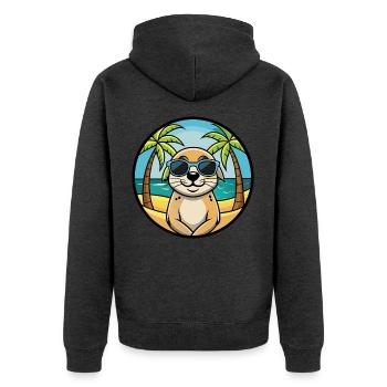 Seskar phoque chien race dessin animé lunettes de soleil plage - Veste à capuche bio Premium Unisexe - anthracite chiné - Dos - Nico (187cm)