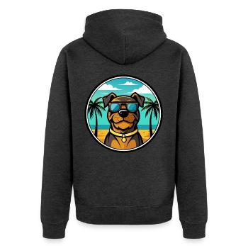 Rottweiler Chien Race Dessin Animé Lunettes De Soleil Plage - Veste à capuche bio Premium Unisexe - anthracite chiné - Dos - Nico (187cm)