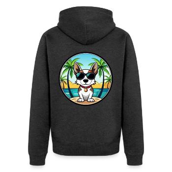 Rat Terrier Hund Rasse Cartoon Sonnenbrille Strand - Unisex Premium Bio Zip Hoodie - Anthrazit meliert - Hinten - Nico (187cm)