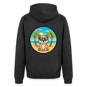 Porcelaine Hunderasse Cartoon Sonnenbrille Strand - Unisex Premium Bio Zip Hoodie - Anthrazit meliert - Hinten - Nico (187cm)