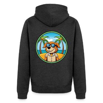 Poitevin Hound Hund Rasse Cartoon Sonnenbrille Strand - Unisex Premium Bio Zip Hoodie - Anthrazit meliert - Hinten - Nico (187cm)