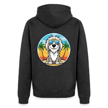 Picardie Schäferhund Rasse Cartoon Sonnenbrille Strand - Unisex Premium Bio Zip Hoodie - Anthrazit meliert - Hinten - Nico (187cm)