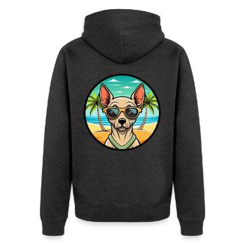 Peruanische haarlose Hunderasse Cartoon Sonnenbrille Strand - Unisex Premium Bio Zip Hoodie - Anthrazit meliert - Hinten - Nico (187cm)