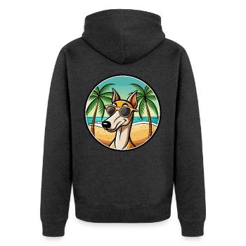 Old Croatian Sighthound Dog Breed Cartoon Beach - Unisex Premium Organic Zip Hoodie - heather anthracite - Back - Nico (187cm)