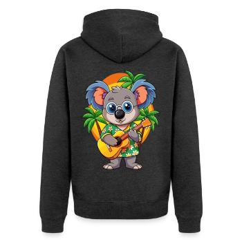 Lustige Koala Cartoon Sommer Strand Sonnenbrille Gitarre - Unisex Premium Bio Zip Hoodie - Anthrazit meliert - Hinten - Nico (187cm)