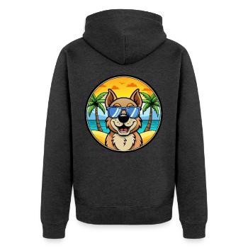 Berger De Beauce Hunderasse Cartoon Sonnenbrille Strand - Unisex Premium Bio Zip Hoodie - Anthrazit meliert - Hinten - Nico (187cm)
