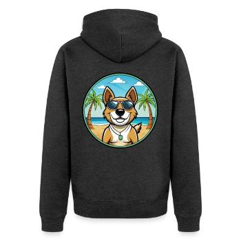 Teddy Roosevelt Terrier Hunderasse Cartoon Strand - Unisex Premium Bio Zip Hoodie - Anthrazit meliert - Hinten - Nico (187cm)