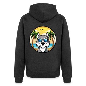 Nördliche Inuit Hunderasse Cartoon Sonnenbrille Strand - Unisex Premium Bio Zip Hoodie - Anthrazit meliert - Hinten - Nico (187cm)