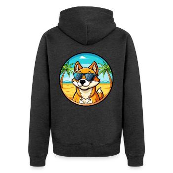 Lunettes de soleil de dessin animé de race de chien chantant de Nouvelle-Guinée - Veste à capuche bio Premium Unisexe - anthracite chiné - Dos - Nico (187cm)
