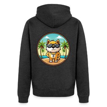 Milieu Asiatique Ovtcharka Chien Race Dessin Animé Plage - Veste à capuche bio Premium Unisexe - anthracite chiné - Dos - Nico (187cm)