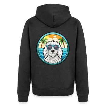 Komondor Hunderasse Cartoon Sonnenbrille Strand - Unisex Premium Bio Zip Hoodie - Anthrazit meliert - Hinten - Nico (187cm)