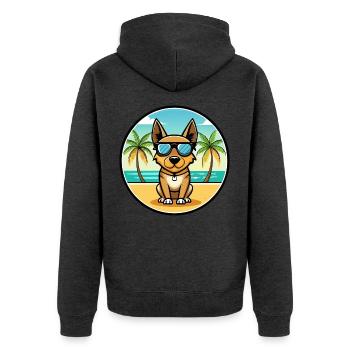 Lancashire Heeler Hunderasse Cartoon Sonnenbrille Strand - Unisex Premium Bio Zip Hoodie - Anthrazit meliert - Hinten - Nico (187cm)