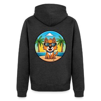 Kyi Leo Hunderasse Cartoon Sonnenbrille Strand - Unisex Premium Bio Zip Hoodie - Anthrazit meliert - Hinten - Nico (187cm)