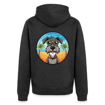 Deutscher Wachtelhund Hunderasse Cartoon Sonnenbrille - Unisex Premium Bio Zip Hoodie - Anthrazit meliert - Hinten - Nico (187cm)