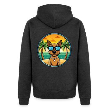 Jagdterrier Hunderasse Cartoon Sonnenbrille Strand - Unisex Premium Bio Zip Hoodie - Anthrazit meliert - Hinten - Nico (187cm)