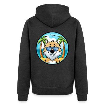 Friesische Wasserhundrasse Cartoon Sonnenbrille Strand - Unisex Premium Bio Zip Hoodie - Anthrazit meliert - Hinten - Nico (187cm)