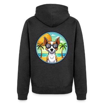 Decker Rat Terrier Hunderasse Cartoon Sonnenbrille - Unisex Premium Bio Zip Hoodie - Anthrazit meliert - Hinten - Nico (187cm)