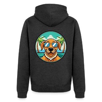 Dänische Broholmer Hunderasse Cartoon Sonnenbrille Strand - Unisex Premium Bio Zip Hoodie - Anthrazit meliert - Hinten - Nico (187cm)